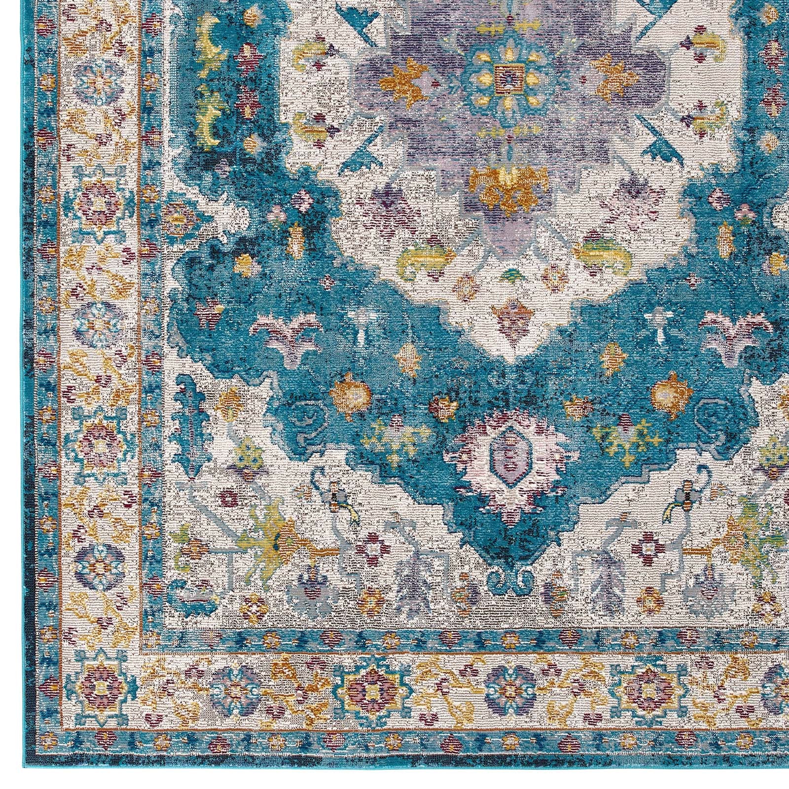 Modway Indoor Rugs - Success Anisah Distressed Floral Persian Medallion 4x6 Area Rug Multicolored