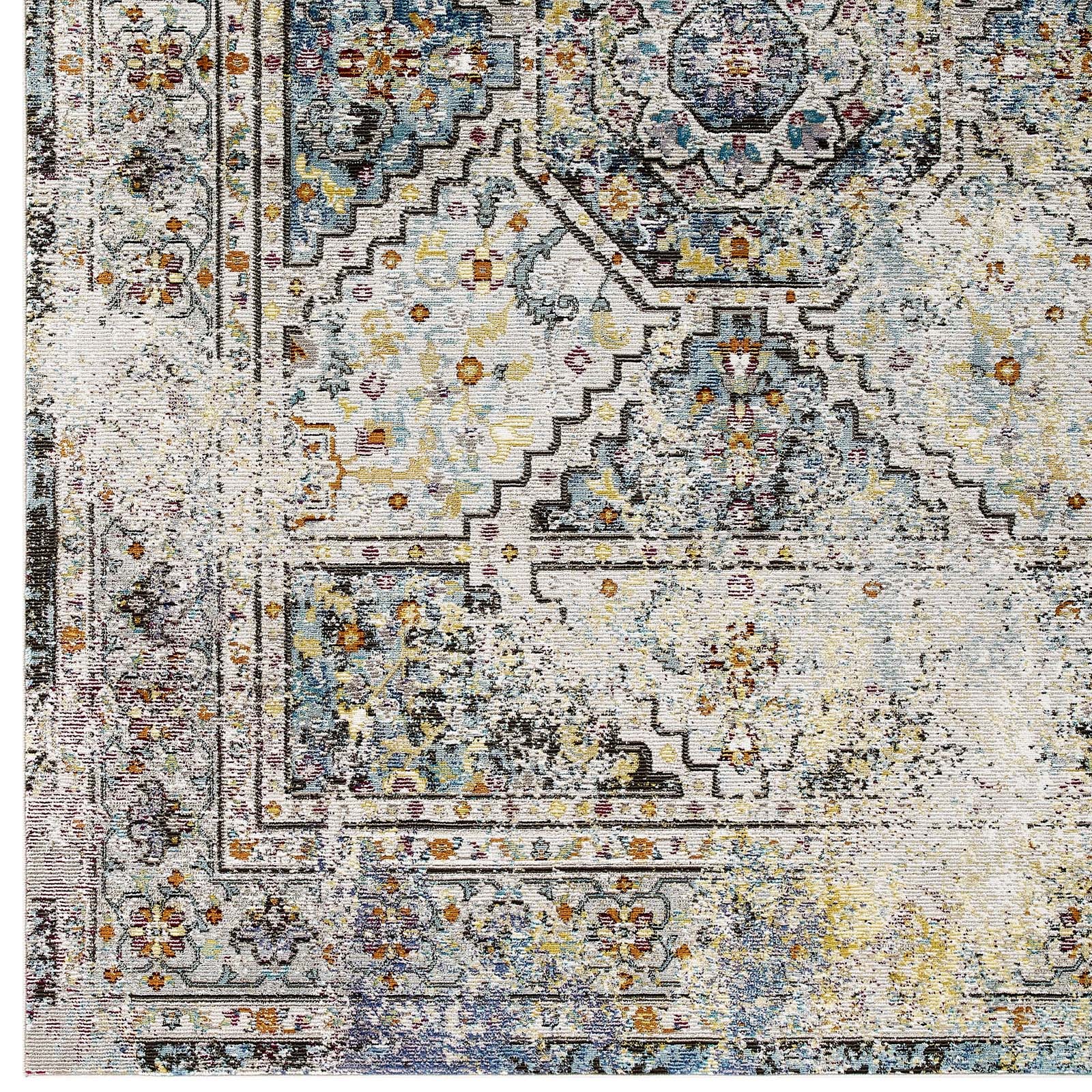 Modway Indoor Rugs - Success Jacinda Distressed Persian Medallion 5x8 Area Rug Multicolored