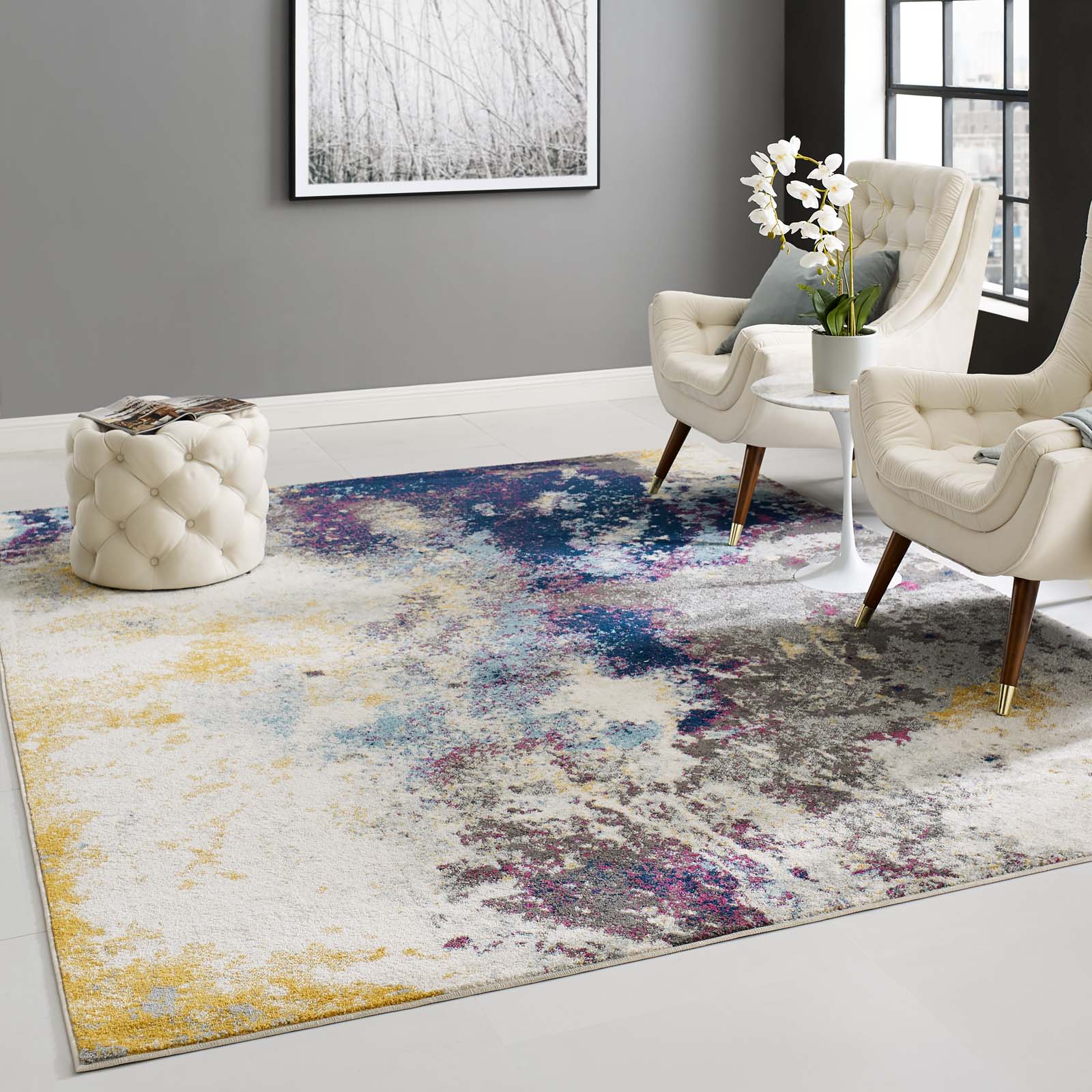 Modway Indoor Rugs - Entourage Adeline Contemporary Modern Abstract 8x10 Area Rug Multicolored