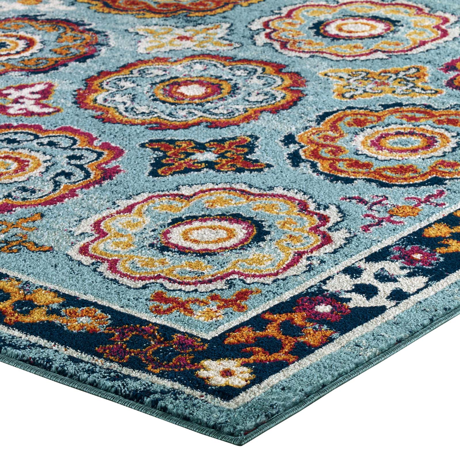 Modway Indoor Rugs - Entourage Odile Distressed Floral Moroccan Trellis 8x10 Area Rug Multicolored