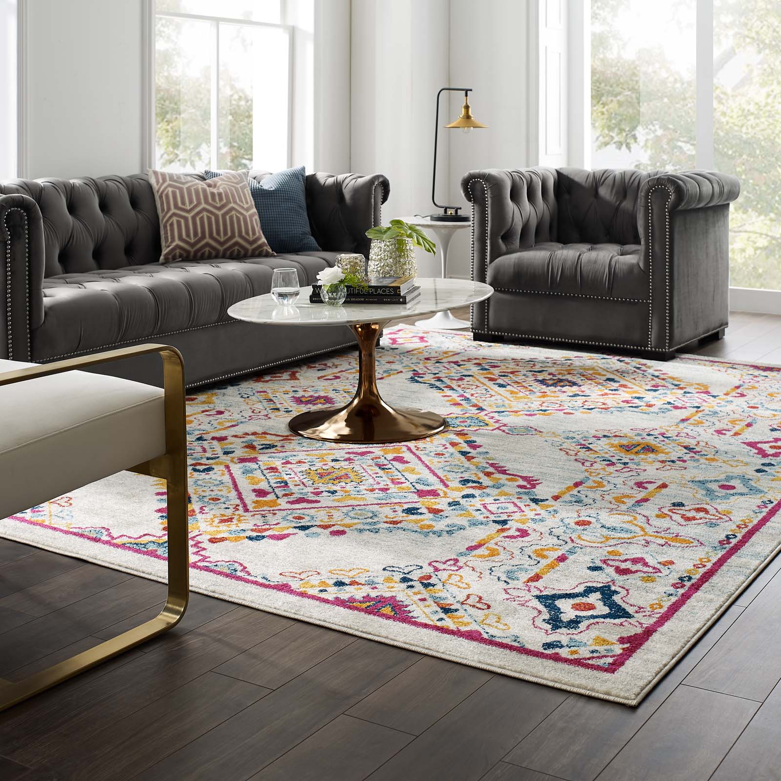 Modway Indoor Rugs - Entourage Khalida Lattice 8x10 Area Rug Multicolored