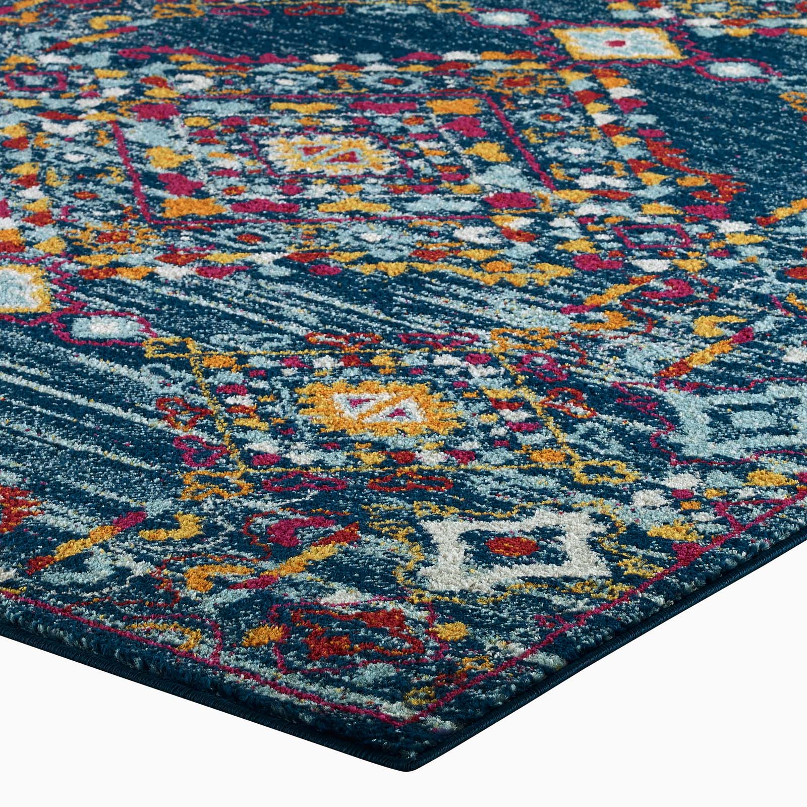 Modway Indoor Rugs - Entourage Khalida Distressed Floral Lattice 8x10 Area Rug Multicolored