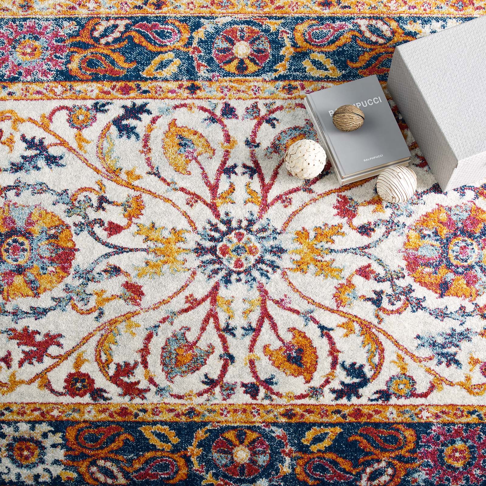 Modway Indoor Rugs - Entourage Samira Persian Medallion 8x10 Area Rug Multicolored