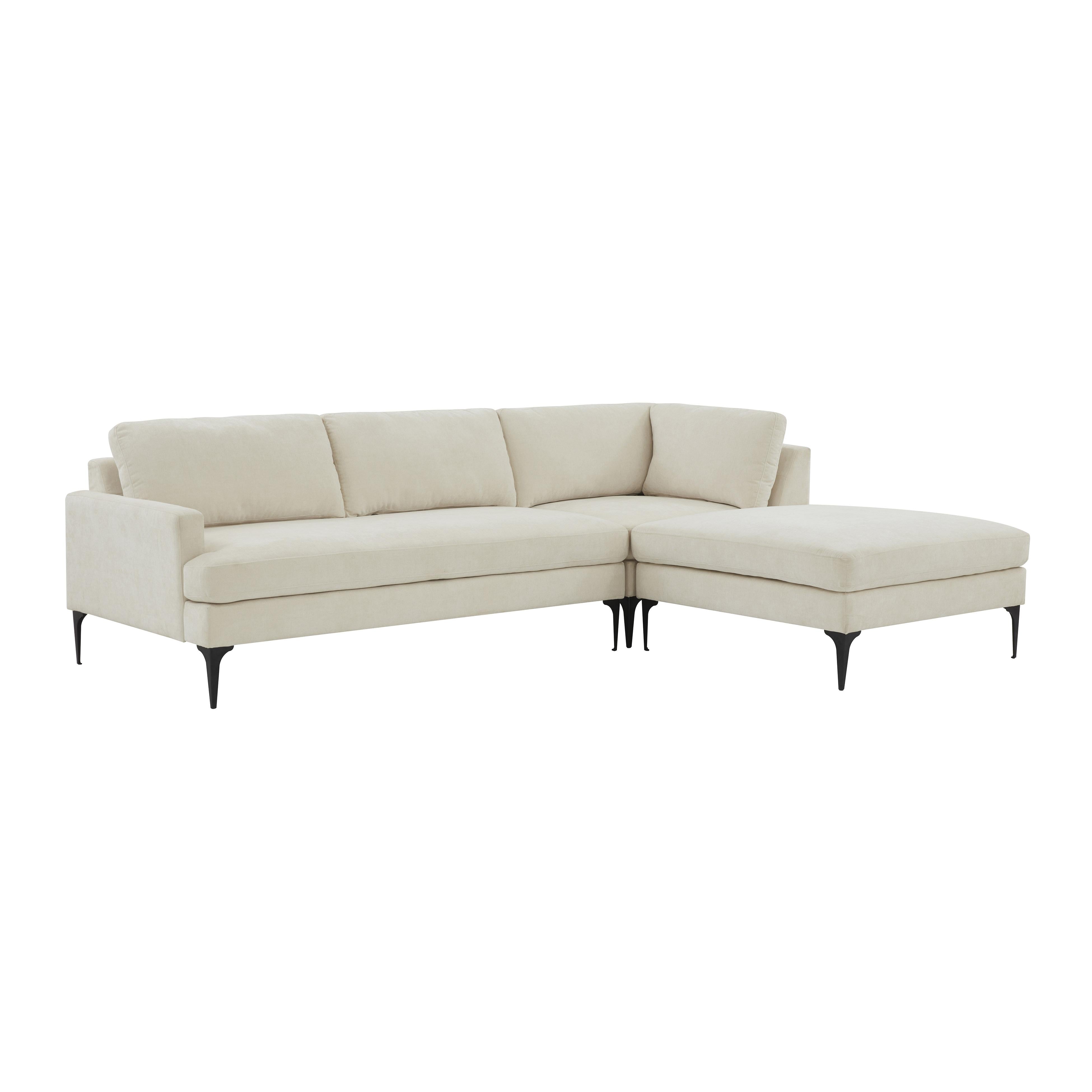 Tov Furniture Sectionals - Serena Cream Velvet RAF Chaise Sectional with Black Legs