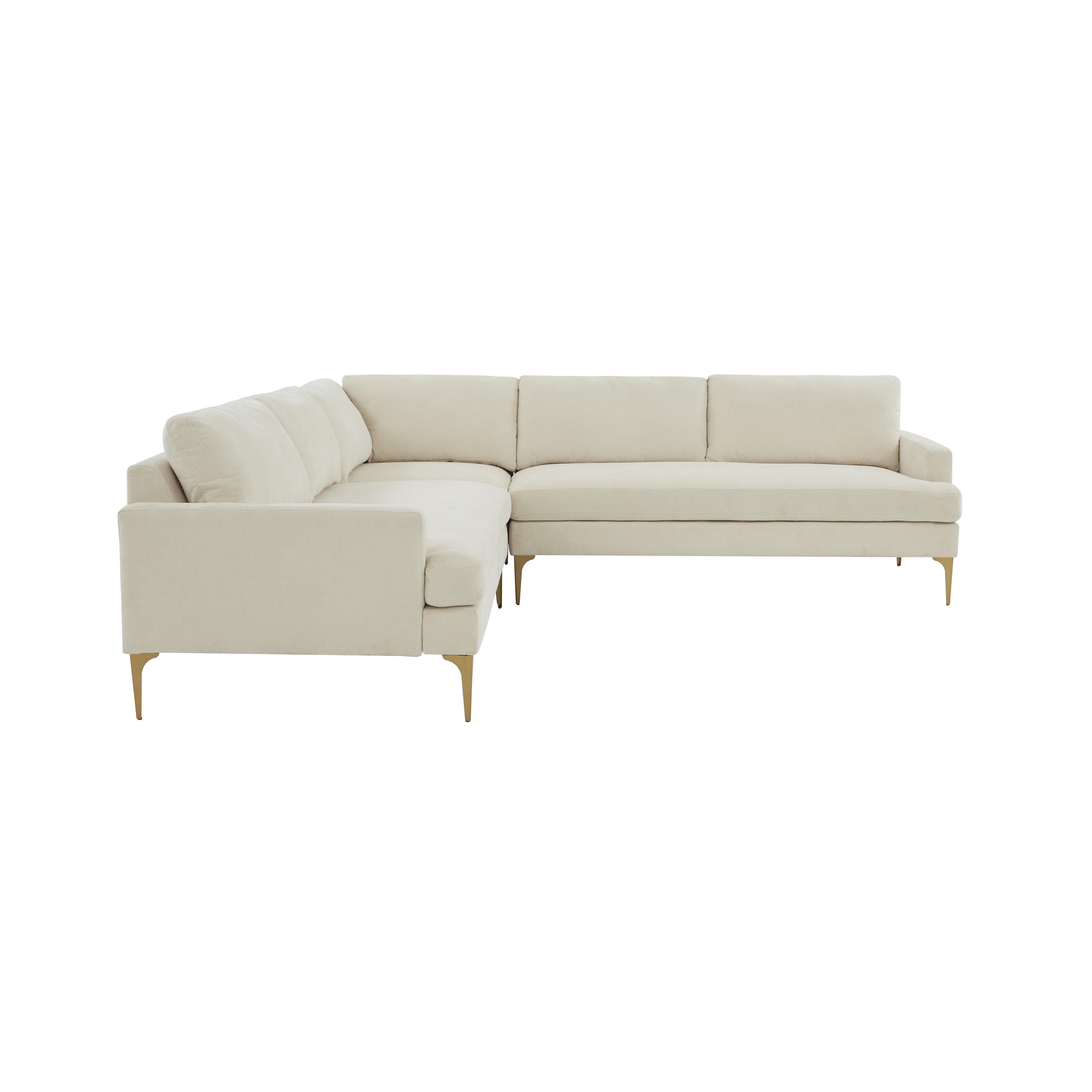 Tov Furniture Sectionals - Serena Cream Velvet L-Sectional