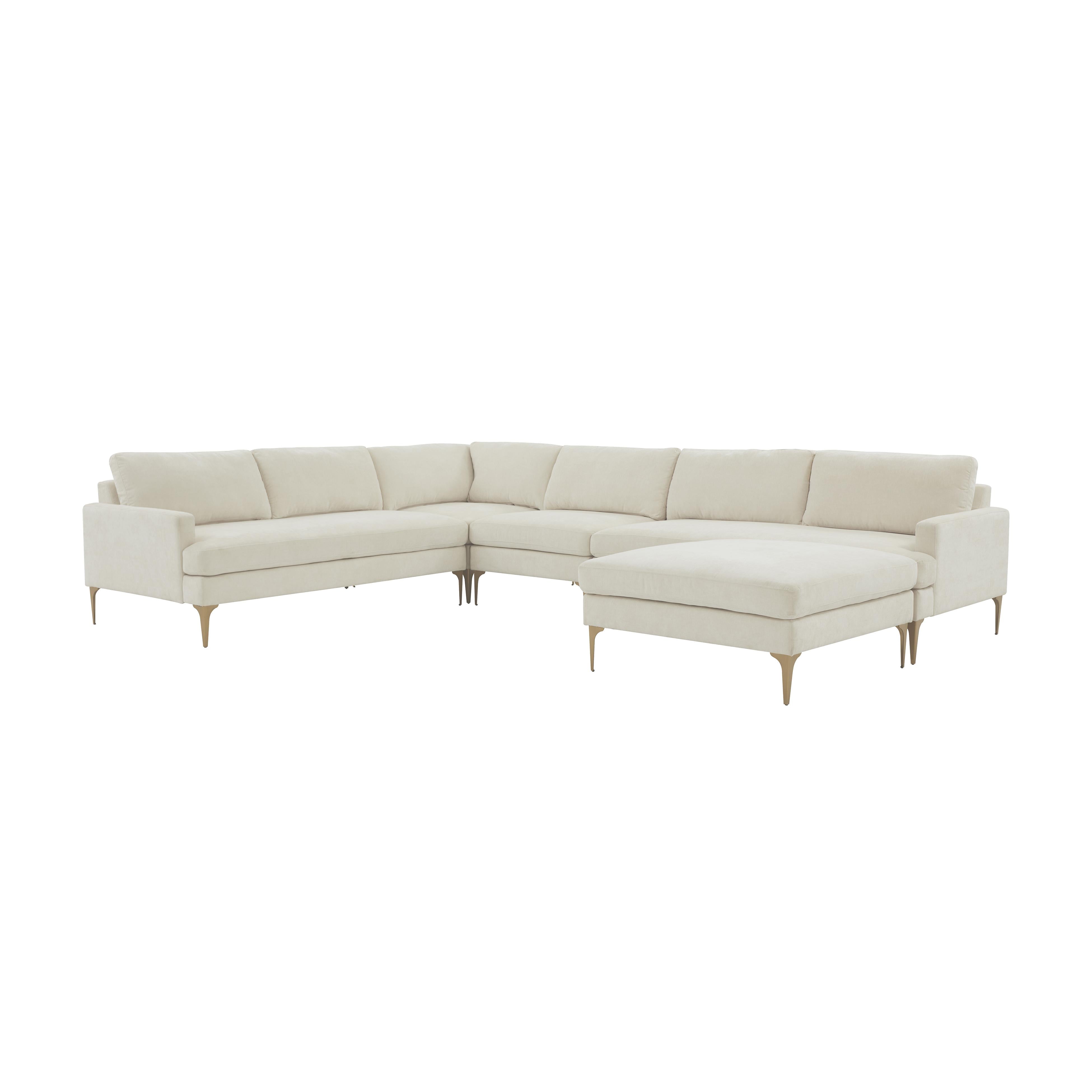 Tov Furniture Sectionals - Serena Cream Velvet Large Chaise Sectional