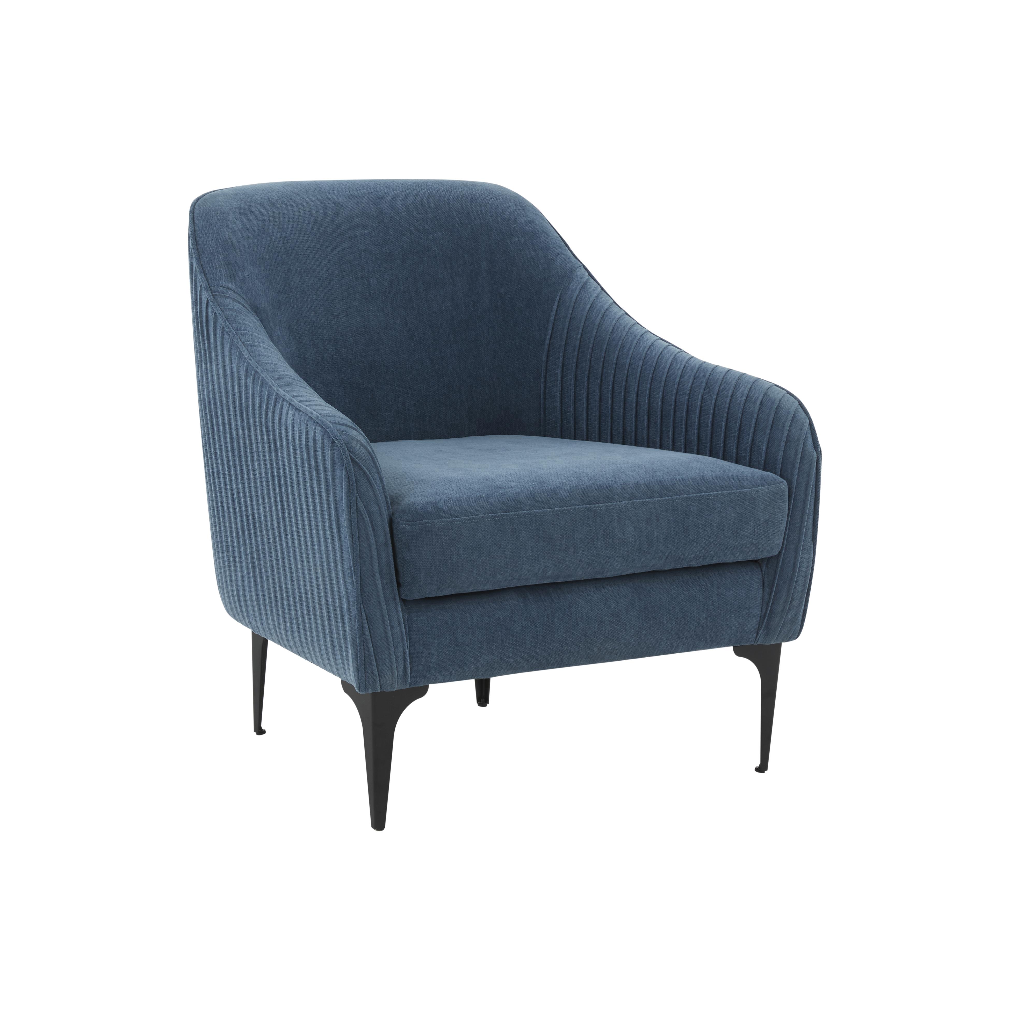 Tov Furniture Sectionals - Serena Blue Velvet Accent Chair with Black Legs