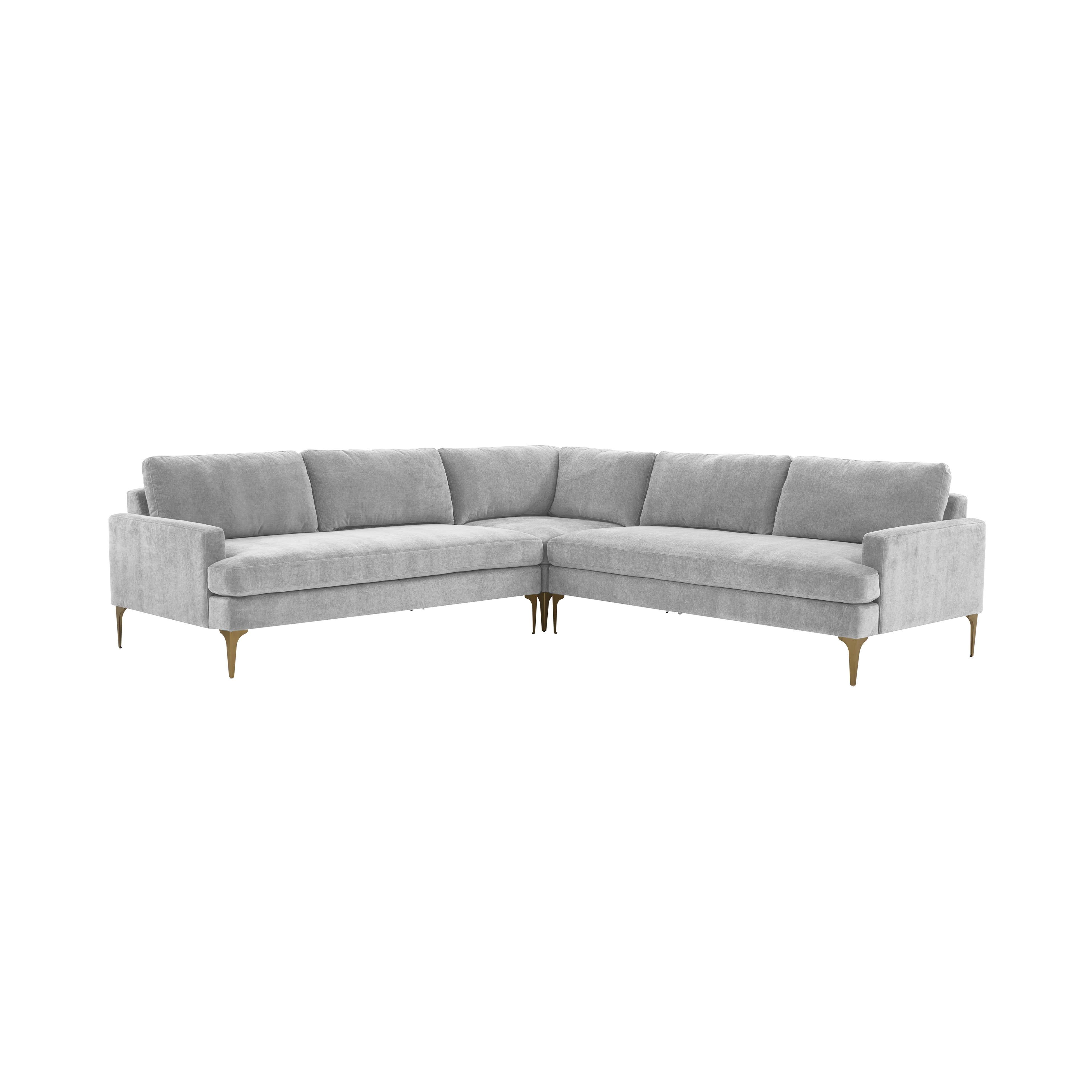 Tov Furniture Sectionals - Serena Gray Velvet L-Sectional