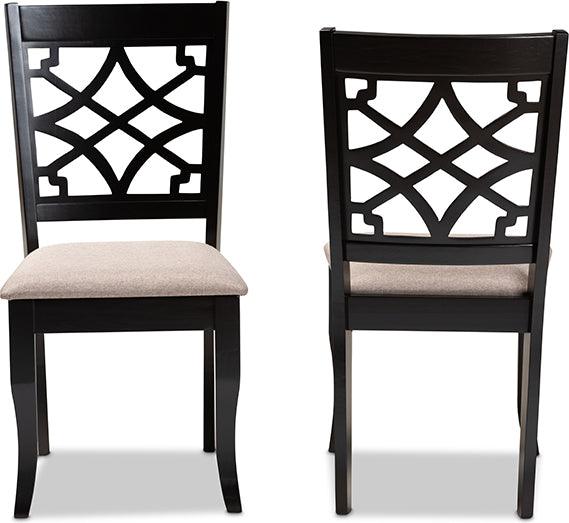 Wholesale Interiors Dining Chairs - Mael Sand Fabric Upholstered And Espresso Brown Finished Wood 2-Piece Dining Chair Set