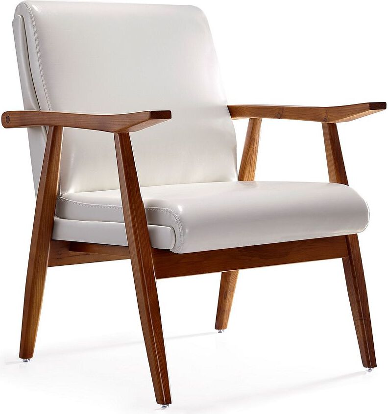 Manhattan Comfort Accent Chairs - ArchDuke White & Amber Faux Leather Accent Chair