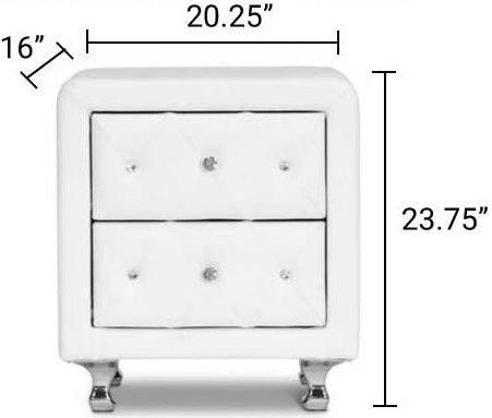 Shop Stella Crystal Tufted Nightstand White Nightstands Side