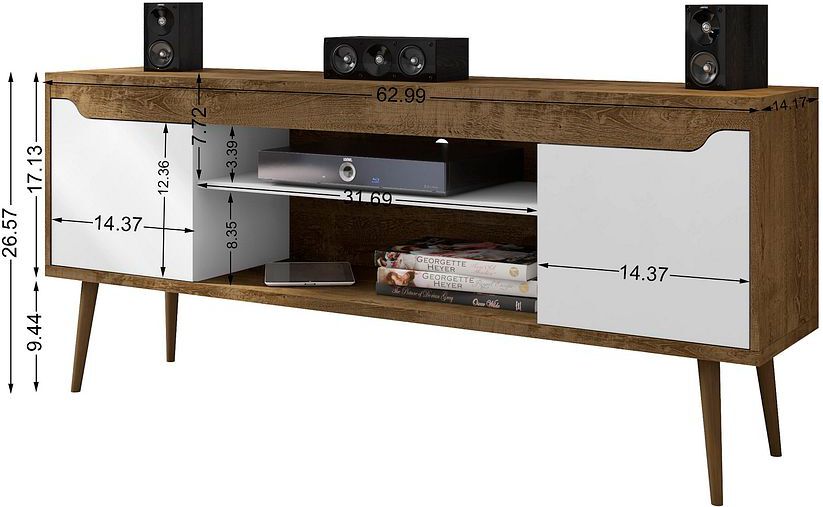 Manhattan Comfort TV & Media Units - Bradley 62.99 TV Stand Rustic Brown and White