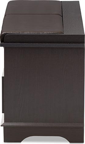 Wholesale Interiors Benches - Mason Modern and Contemporary Dark Brown Wood 2-Drawer Shoe Storage Bench Dark Brown