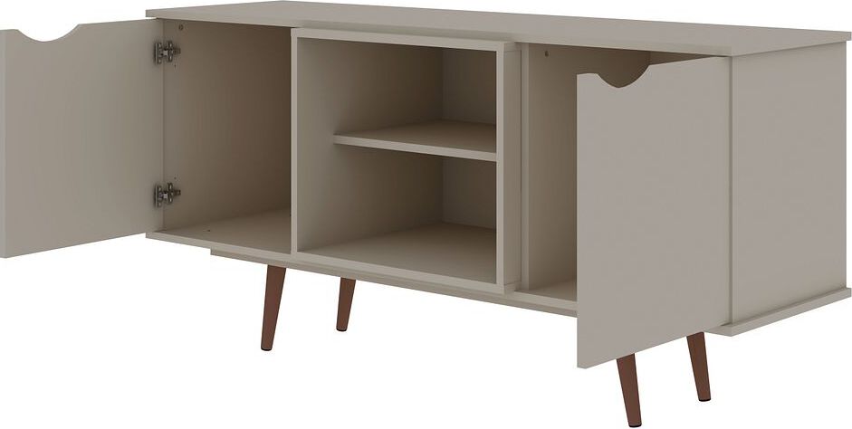 Manhattan Comfort TV & Media Units - Hampton 53.54 TV Stand with 4 Shelves & Solid Wood Legs in Off White