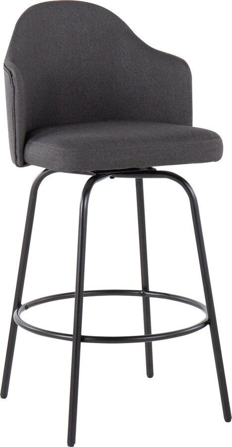 Lumisource Barstools - Ahoy Counter Stool In Black Metal & Charcoal Fabric (Set of 2)