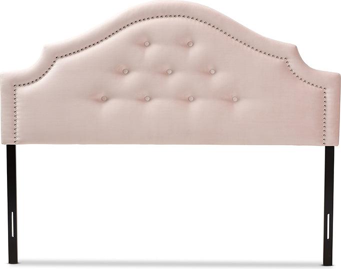 Wholesale Interiors Headboards - Cora Modern and Contemporary Light Pink Velvet Fabric Upholstered King Size Headboard