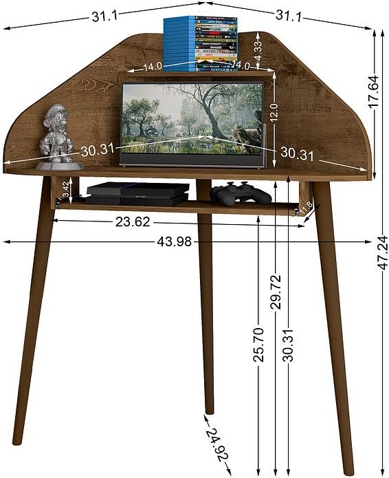 Manhattan Comfort Desks - Bradley 2-Piece Cubicle Section Desk with Keyboard Shelf Rustic Brown