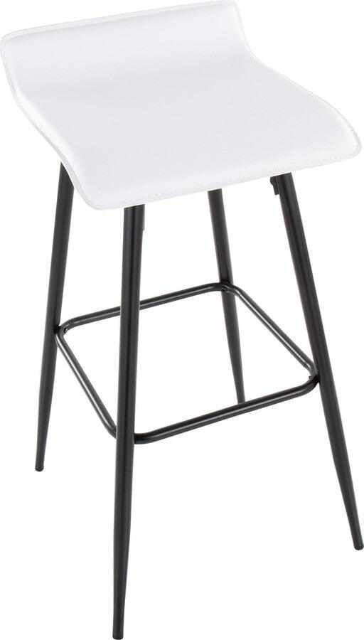 Lumisource Barstools - Ale 30" Bar Stool In Black Steel & White Faux Leather (Set of 2)