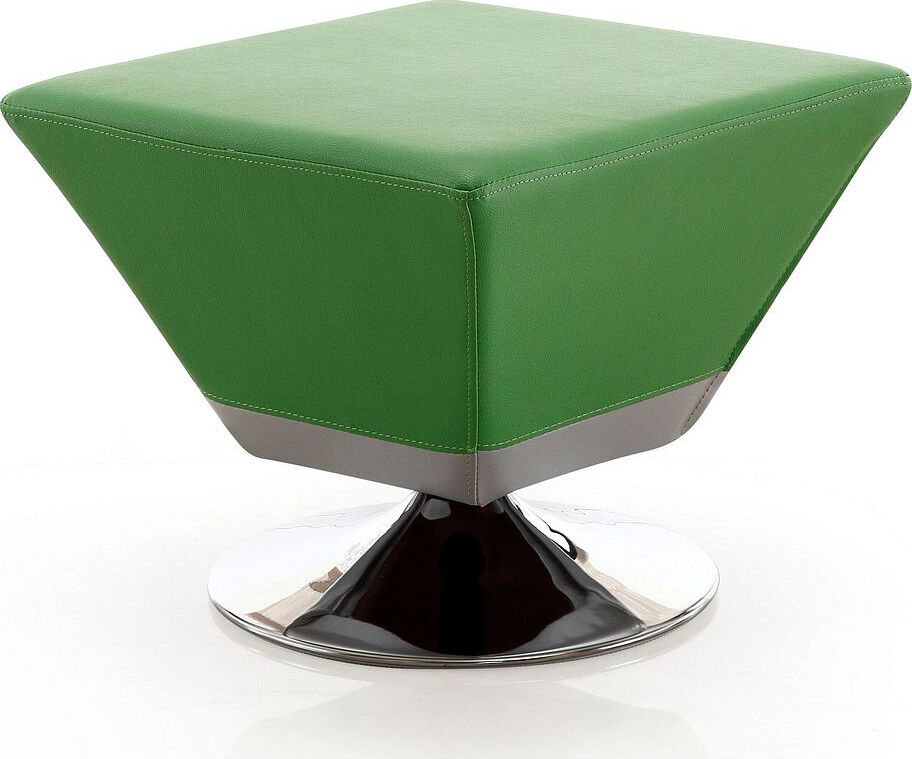 Manhattan Comfort Ottomans & Stools - Diamond Green & Polished Chrome Swivel Ottoman