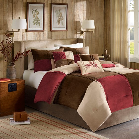 Olliix.com Comforters & Blankets - 7 Piece Comforter Set Red King