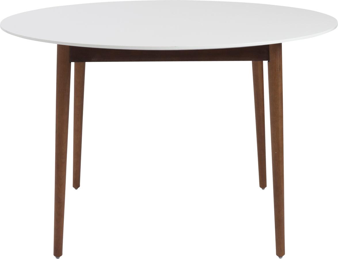 Euro Style Dining Tables - Manon Round Dining Table Matte White & Dark Walnut