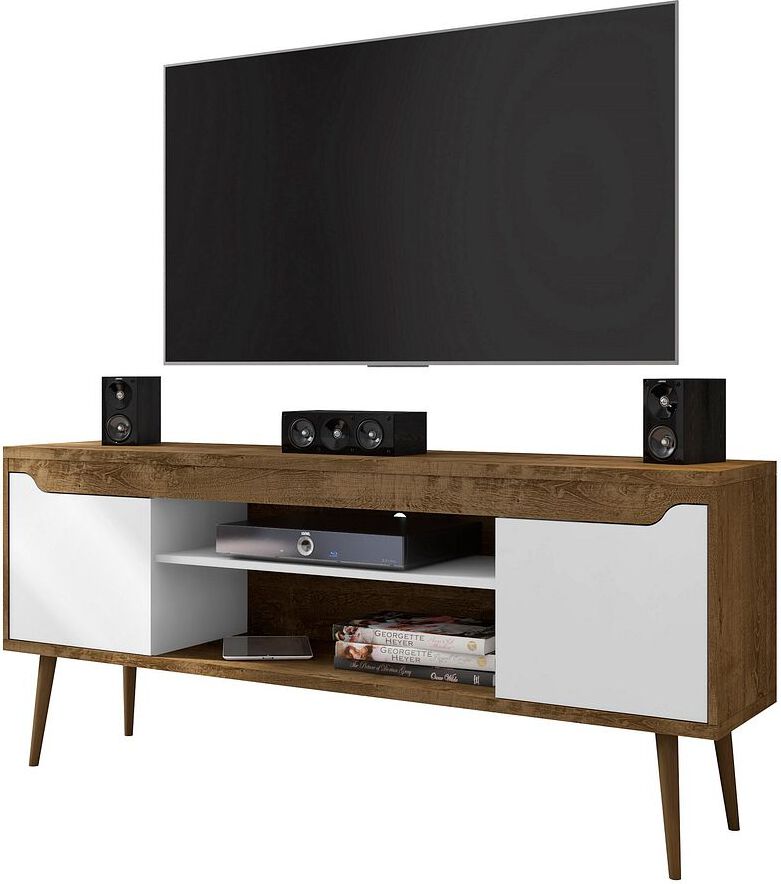 Manhattan Comfort TV & Media Units - Bradley 62.99 TV Stand Rustic Brown and White