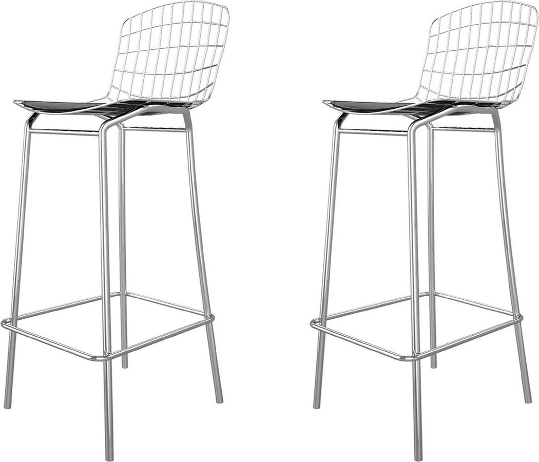 Manhattan Comfort Barstools - Madeline 41.73" Barstool, Set of 2 in Silver and Black