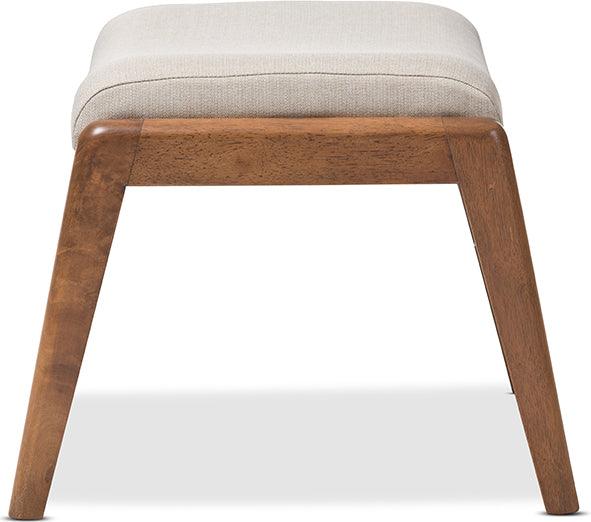 Wholesale Interiors Ottomans & Stools - Roxy Mid-Century Ottoman Light Beige & Walnut Brown