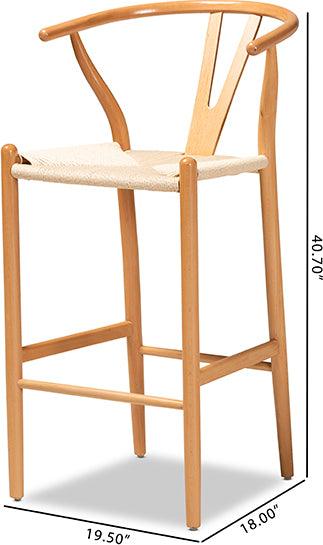 Wholesale Interiors Barstools - Paxton Natural Brown Finished Wood 2-Piece Bar Stool Set