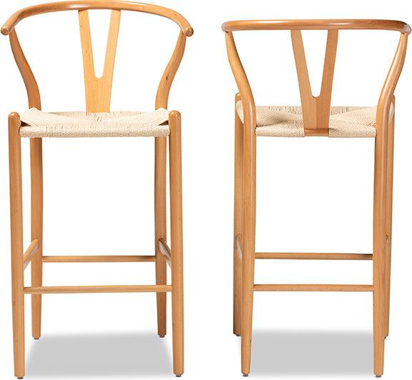 Wholesale Interiors Barstools - Paxton Natural Brown Finished Wood 2-Piece Bar Stool Set