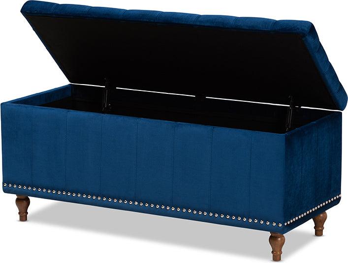 Wholesale Interiors Ottomans & Stools - Kaylee Modern Ottoman Navy Blue & Brown