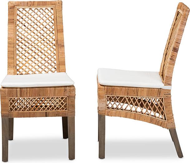 Argos Modern Bohemian Natural Brown Rattan 2 Piece Dining Chair Set