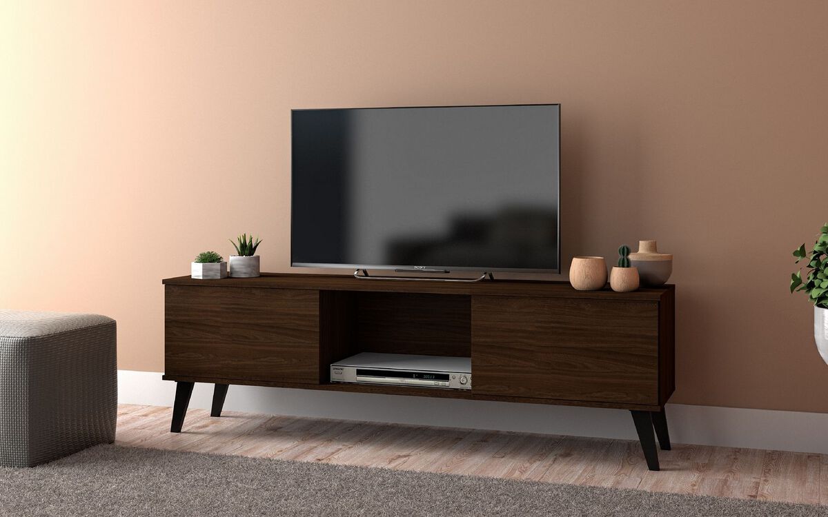 Manhattan Comfort TV & Media Units - Doyers 53.15 Mid-Century Modern TV Stand in Nut Brown