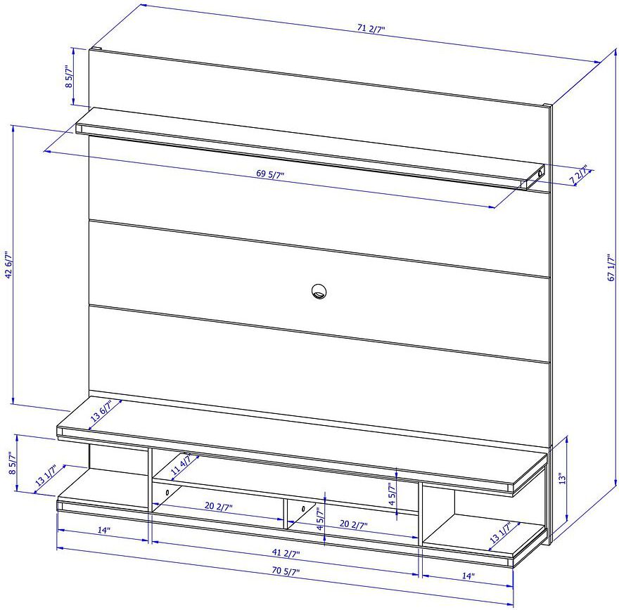 Manhattan Comfort TV & Media Units - Utopia 70" Floating Theater Entertainment Center with Led Lights in Off White & Maple Cream