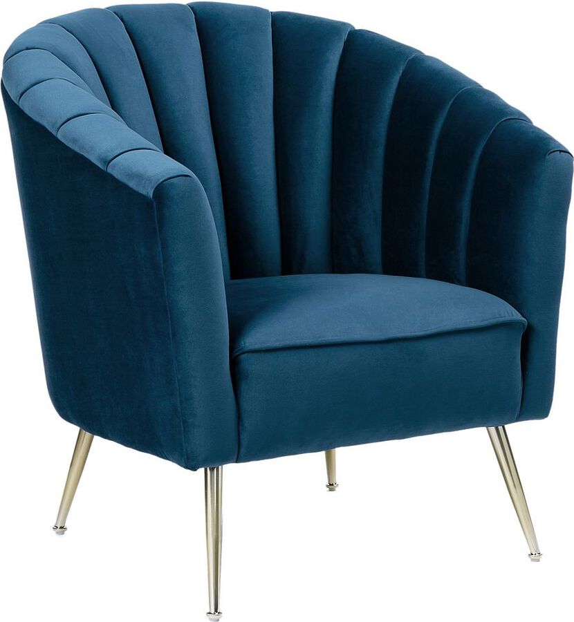 Manhattan Comfort Accent Chairs - Rosemont Blue and Gold Velvet Accent Chair