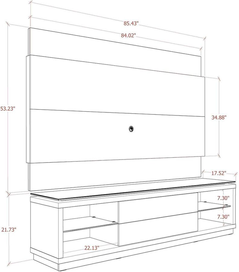 Manhattan Comfort TV & Media Units - Lincoln 85" TV Stand & Panel with LED Lights in Off White & Cinnamon