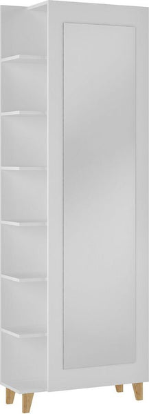 Minetta 14 Pair Mid Century Shoe Closet in White Bedroom