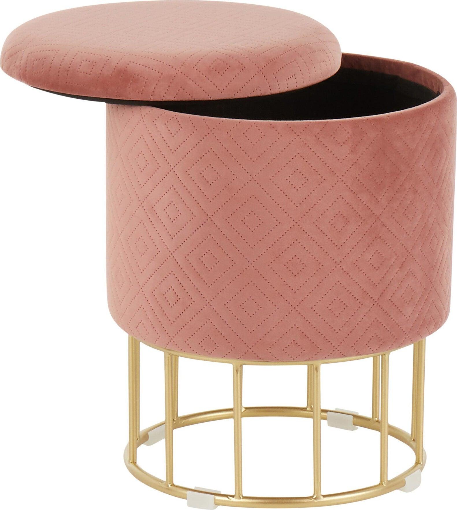 Pink velvet stool with best sale gold legs