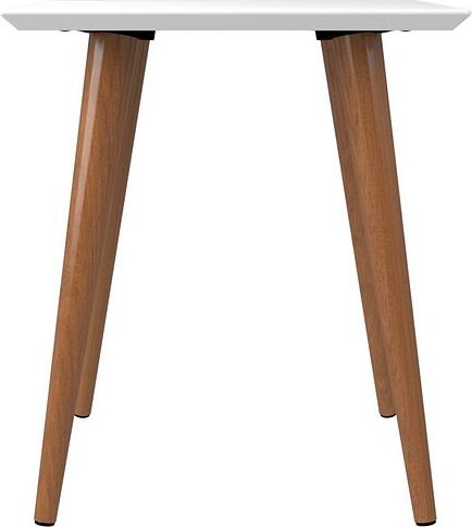 Manhattan Comfort Side & End Tables - Utopia 19.68" High Square End Table With Splayed Wooden Legs in Off White & Maple Cream