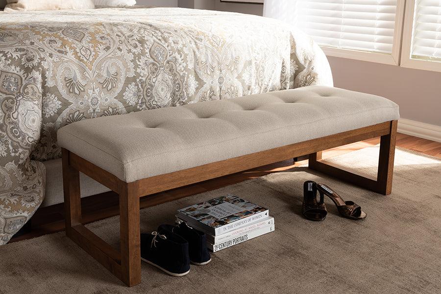 Wholesale Interiors Benches - Caramay Light Beige Walnut Brown Finished Wood Bench