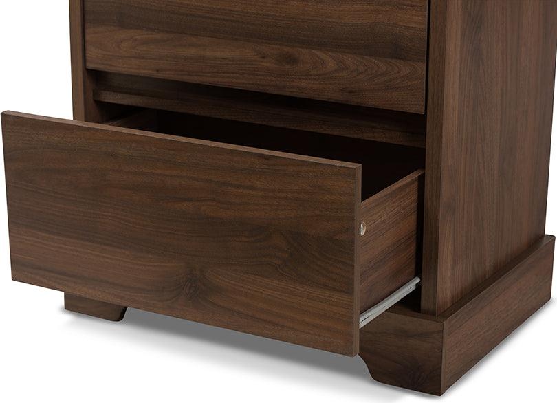 Wholesale Interiors Bookcases & Display Units - Burnwood Modern and Contemporary Walnut Brown Finished Wood 2-Drawer Bookcase