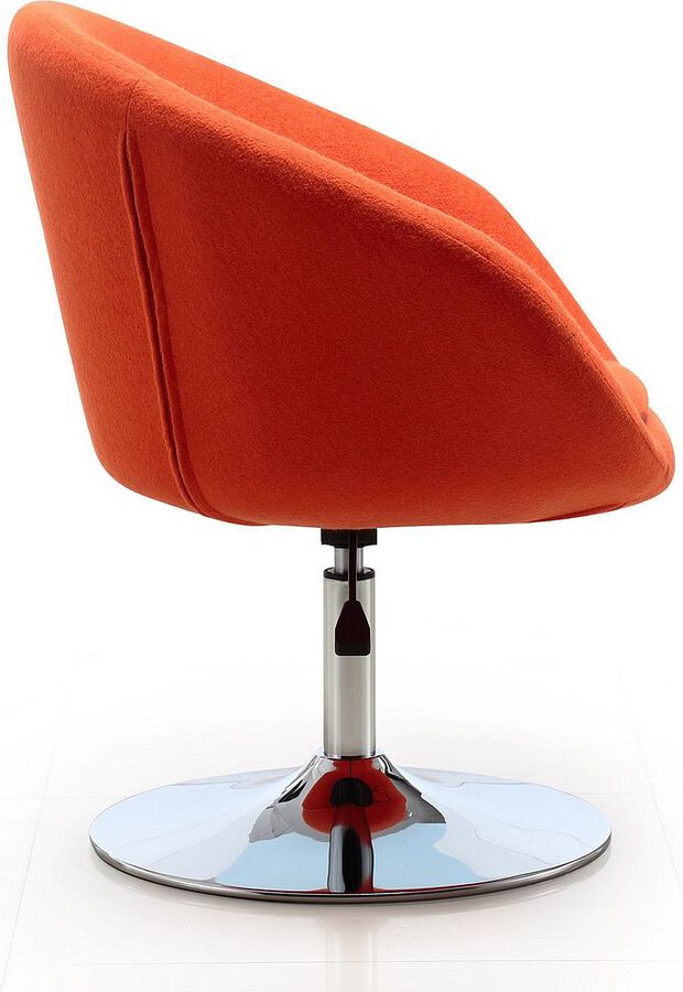 Manhattan Comfort Accent Chairs - Hopper Orange & Polished Chrome Wool Blend Adjustable Height Chair