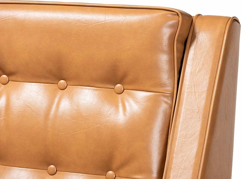 Wholesale Interiors Accent Chairs - Daley Tan Faux Leather Upholstered and Walnut Brown Finished Wood Lounge Armchair