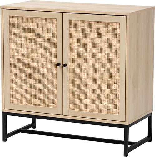 Shop Zentra Oak Brown Finished Wood 2-Door Storage Cabinet with Glass Doors, Buffets & Cabinets