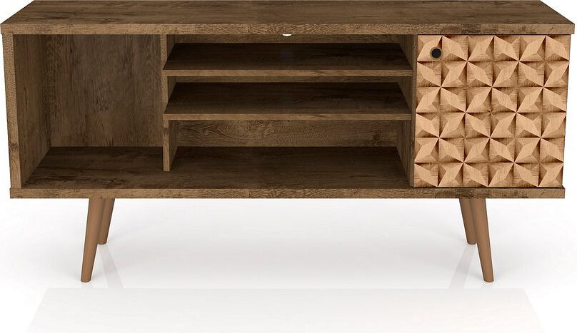 Manhattan Comfort TV & Media Units - Liberty TV Stand 53.14 in Rustic Brown and 3D Brown Prints