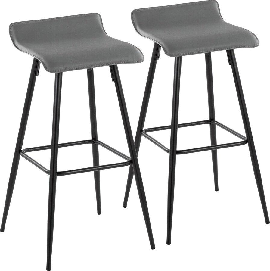 Lumisource Barstools - Ale 30" Bar Stool In Black Steel & Grey Faux Leather (Set of 2)