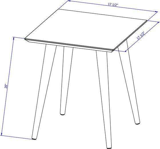 Manhattan Comfort Side & End Tables - Utopia 19.68" High Square End Table With Splayed Wooden Legs in Off White & Maple Cream