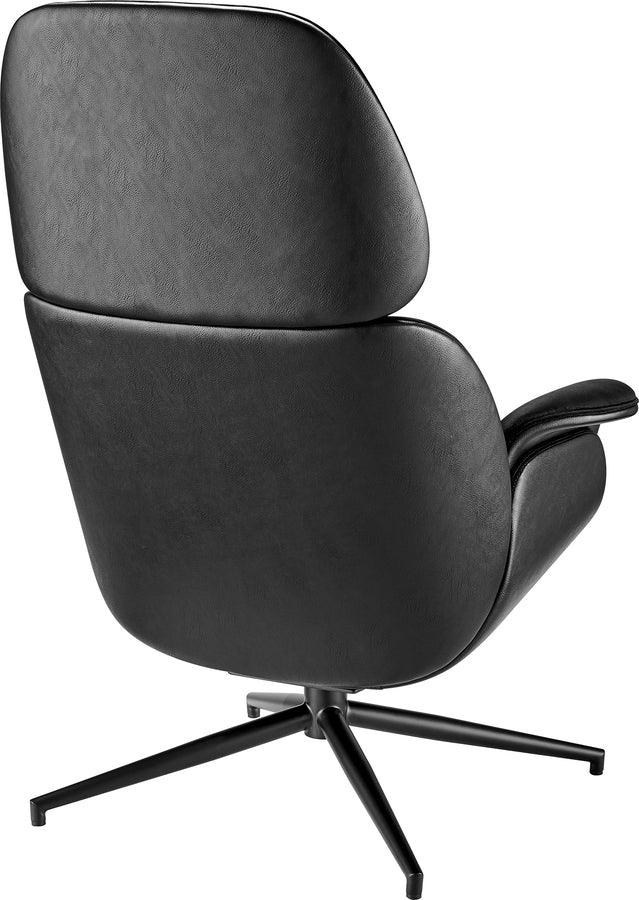 Euro Style Task Chairs - Lennart Lounge Chair Seat in Black Leatherette Outside and Black Velvet Inside with Black Base