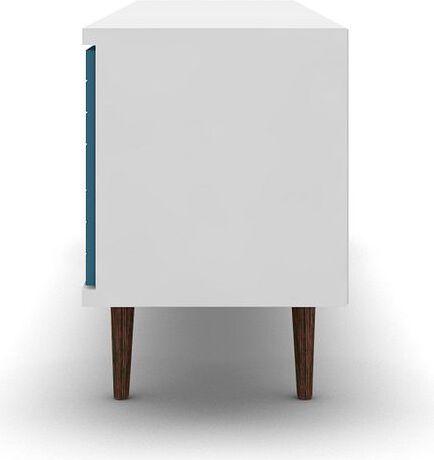 Manhattan Comfort TV & Media Units - Liberty 62.99" Mid-Century - Modern TV St& White & Aqua Blue