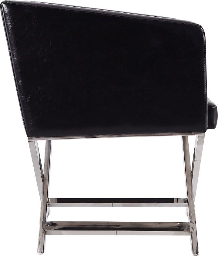 Manhattan Comfort Accent Chairs - Hollywood Black & Polished Chrome Faux Leather Lounge Accent Chair